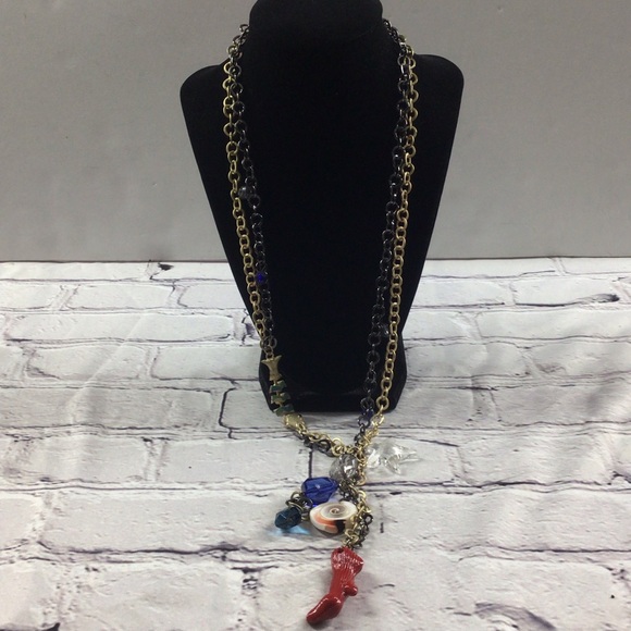 Women’s multi strain chain link sea shell,star fish crystal necklace - Picture 8 of 8